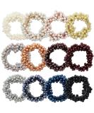 Dizila 12 Pack Stretchy Bling Glitter Sparkly Pearl Hair Ties Scrunchies Beaded Hair Elastics Decorative Thin Thick Hair Ponytail Holders Bracelet Hair Ropes Bands Beautiful Accessories for Women Girl - Buy Online on GoSupps.com