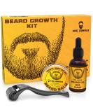 KING LEONIDAS Beard Kit: Organic Oil, Titanium Derma Roller & Natural Balm - Men's Grooming & Beard Care Set - Buy Online on GoSupps.com