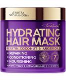 Hydrating Hair Mask for Dry Damaged Hair | Keratin Argan & Coconut Oils | Biotin & Collagen Deep Conditioner - Sulfate & Paraben-Free - 10 oz - Buy Online on GoSupps.com