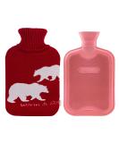 HomeTop 2L Classic Rubber Hot Water Bottle with Polar Bear Knit Cover - Wine/Red 67.63 Fl Oz - Buy Online on GoSupps.com