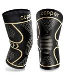 Copper Knee Braces for Knee Pain 2 Pack, Knee Compression Sleeve Support for Men and Women, Medical Grade Knee Pads for Running, Hiking, Working, Arthritis, ACL, Meniscus Tear, Joint Pain Relief Black+copper Medium - Buy Online on GoSupps.com