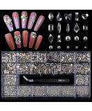 EBANKU 3100Pcs Flat Back Nail Gems Crystal Rhinestones Kit - Multi Shapes AB Nail Diamonds with Picker, Dotting Pen, Tweezers - Glitter Nail Art Decoration Supplies for Women & Girls - Buy Online on GoSupps.com