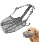 Breathable Mesh Dog Muzzle - Adjustable Nylon Muzzle for Small Dogs with Safety Belts | XL W-Gray - Buy Online on GoSupps.com