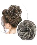 Silk-Co Hair Part with Rubber Band | Wavy Soft Dutt & Thickening Hair Extensions - Medium Brown & Bleach | 45g Messy Bun Updos - Buy Online on GoSupps.com