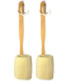 2 Pack Natural Exfoliating Loofah luffa loofa Bath Brush On a Stick - with Long Wooden Handle Back Brush for Men & Women - Shower Sponge Body Back Scrubber - Buy Online on GoSupps.com