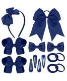 Dacitiery 30Pcs Girls Navy Blue Hair Accessories Kit - Hair Bow Clips, Headband, Ponytail Holder, Elastic Bands, Barrettes - Perfect Birthday Gift for Girls - Buy Online on GoSupps.com