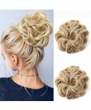 JJstar 2PCS Curly Messy Bun Donut Hair Piece Set | High Heat Resistant Synthetic Fiber Scrunchies for Women | Dark Blonde/ Beach Blonde - Buy Online on GoSupps.com