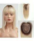 Haircube Ombre Light Blonde Human Hair Topper for Women 100% Remy 150% Dense Clip-In Topper with Bangs 14 Inch 40g - Buy Online on GoSupps.com