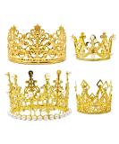 4 Pieces Crown Cake Topper Mini Tiara Birthday Cake Topper Gold Crystal Pearl Wedding Cake Crown Topper for Birthday Party Wedding Cake Decoration - Buy Online on GoSupps.com