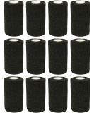 Cohesive Bandage - 12 Rolls x 10cm x 4.5m First Aid Sports Wrap Bandages COBOX Pet Vet Wrap Self Adherent Cohesive Bandages Black - Buy Online on GoSupps.com