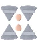 HEYMKGO 4 Triangle & 2 Mini Makeup Sponge Pads Velvet Powder Puff Set - Grey | Reusable Wet Dry Foundation Applicator for Pressed/Loose Powder - Buy Online on GoSupps.com