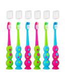 Farber Baby Kids Toothbrushes Set - Childrens Toothbrush 6 Pack with Extra Soft Bristles and Easy Grip Handles - Includes 6 Travel Covers (Pink, Blue, Green) - Buy Online on GoSupps.com