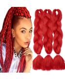 Tess Braids Extensions 60 cm - 3 Pack Jumbo Kanecalon Hair Extensions for Box Braids - Hot Red 100g Bundle - Buy Online on GoSupps.com