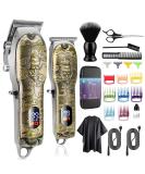 Karrte Professional Hair Clippers Set - Cordless Hair Trimmer for Men | T-Blade Beard Grooming Kit with Adjustable LED Display - Zero Gapped Bronze Finish - Buy Online on GoSupps.com