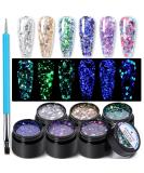 BORN PRETTY Glitter Gel Nail Polish Glow in the Dark Gel Nail Polish Set Luminous Nail Polish Sparkly Shiny Gel Polish Kit with Nail Brush Soak Off Nail Polish Home DIY Manicure Nail Salon Varnish 6Colors glow in dark sequ… - Buy Online on GoSupps.com