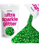 Hemway Premium Ultra Sparkle Emerald Green Holographic Glitter | Extra Chunky Metallic Flake for Arts Cosmetics and Festivals - 100g/3.5oz - Buy Online on GoSupps.com
