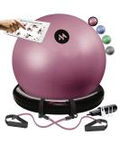Millenti Exercise Ball Chair 65cm - Yoga Ball Chair with Stability Base Ring Kit & Resistance Bands - Ideal for Home Gym, Pilates, Office, Pregnancy - Pink Ball with Workout Chart - Buy Online on GoSupps.com