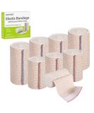 Ourmed Elastic Bandage Wrap with Self Closure & Extra Clips - Latex Free 4x3, 4x4 for Sports, Wrist, Ankle, First Aid Kit (8 Pack) - Buy Online on GoSupps.com