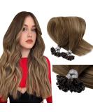 Shop Laavoo 55cm Real Hair Keratin U-Tip Extensions | Ombre Brown Balayage | Pre-Bonded #6/8/14 | International Shipping Available - Buy Online on GoSupps.com