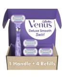 Gillette Venus Extra Smooth Swirl Razors for Women, 1 Venus Razor, 4 Razor Blade Refills, Flexiball Handle for a Close, Smooth Shave Handle + 4 Refills - Buy Online on GoSupps.com