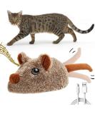 Vealind Rechargeable Cat Toy - Lifelike Mouse with Wagging Tail & Squeak Electronic Mice for Indoor Cats | USB Touch Activated Kitten Toy (Black/Brown) - Buy Online on GoSupps.com