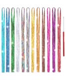 Hair Tinsel Strands Kit 47 Inches 12 Colors 2400 Strands Sparkling Party Tinsel Hair Extensions Highlights Multi-Colors Synthetic Hair Streak Bling(12 color/set) 12 colors 1 tool - Buy Online on GoSupps.com