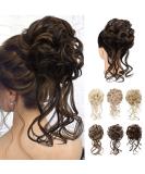 REECHO Tousled Updo Messy Bun Hair Piece for Women - Chocolate Brown with Highlights - Buy Online on GoSupps.com