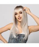 Oefei Pink Brown Ombre Wig | Long Straight Layered Synthetic Heat-Resistant Wig for Daily Wear Parties & Cosplay (Blonde Ombre 1130-1) - Buy Online on GoSupps.com