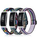 3 Pack Adjustable Fitbit Inspire 2 Bands  Compatible with Fitbit Inspire 2 / Inspire HR/Inspire  Soft Loop Nylon Fabric Breathable Stretchy Replacement Straps for Women/Men Colorful + Posey Green + Rhombus Flower - Buy Online on GoSupps.com
