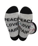 Funny Hairdresser Socks - Peace Love Hair Barber Graduation Gift | Cosmetology Gift for Hair Stylists - Buy Online on GoSupps.com