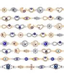 50 Pieces Mixed Alloy Enamel Eye Charms Assorted Evil Eye Connector Charms Rhinestone Diamond Evil Eye Link Charms for DIY Jewelry Necklace Bracelet Crafts Making (Silver  Gold) - Buy Online on GoSupps.com