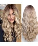 WOKESTAR Long Light Blonde Synthetic Hair Wig with Curtain Fringe for Women - Buy Online on GoSupps.com