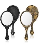 Vintage Handheld Mirror Set - Embossed Flower Design - Portable Compact Mirror for Face Makeup and Travel - Black Bronze - 2 Pieces - Buy Online on GoSupps.com