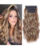 MaopaoBeauty 20 Clip in Curly Hair Extensions - 4PCS Natural Thick Hair Pieces (Reddish Brown Mixed Ash Blonde) - Buy Online on GoSupps.com