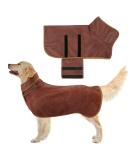 Extra Absorbent Microfiber Dog Bathrobe Towel - Fast Drying Hooded Coat for Large & Small Dogs - Adjustable Straps (Brown-L) - Buy Online on GoSupps.com