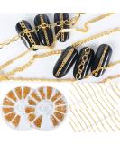 24PCS Metal Chains Nail Art Accessory Set - Gold Punk Glitter Studs, Line Pattern Mixed Shape Charms for DIY Nail Decoration - Buy Online on GoSupps.com