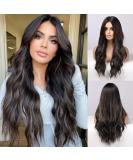 EMMOR 26 Long Black Wig for Women - Natural Synthetic Hair, Curly Wavy Style with Blonde and Black Highlights - Buy Online on GoSupps.com