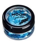 Moon Glitter Chunky Blue Holographic Glitter - 3g Cosmetic Festival Makeup for Face, Body, Nails, Hair, Lips - Buy Online on GoSupps.com