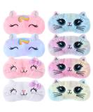 Cute Cat Sleep Eye Mask for Kids - Soft Plush Blindfold for Girls & Women - Perfect for Travel and Nap Time - Set of 8 - Buy Online on GoSupps.com