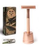 ANYMALE Safety Razor Rose Gold Edition - Ladies Set with Stand and 5 ASTRA Blades - Plastic-free Metal Razor 1. Rose Gold - Buy Online on GoSupps.com