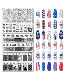 Whaline Patriotic Nail Stamping Plates - 6 Sheets American Flag Stars Gnome Images | 4th of July Nail Art for Independence Day DIY Manicure - Buy Online on GoSupps.com