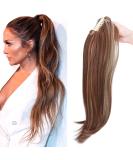 55cm Ponytail Extension | Heat-Resistant Clip-In Braid | Light Brown & Ash Blonde Micro-Wavy Hair - Buy Online on GoSupps.com