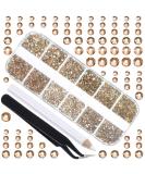 Champagne Flat Back Round Crystal Rhinestones Set - 3456 Pieces in 6 Sizes for Crafts, Nails, Art, Makeup - With Tweezers and Picking Pen - SS4-12 - Buy Online on GoSupps.com