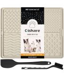 Qishare Peanut Butter Leak Mat for Dogs - Easy Clean with Spatula & Brush Suction Cup Bathing Mat (Beige) | International Shipping - Buy Online on GoSupps.com