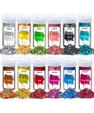 Hemoer 12 colographic sequins 12se 144 g sequums for face cosmetic quality sequins for body hair epoxy resin festival party art and more -12 g/bottle - Buy Online on GoSupps.com