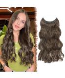 Feshfen Invisible Hair Extensions - Adjustable Chestnut Brown Curly Wire Hair Pieces for Women | 45cm Long Wavy Secrets - Buy Online on GoSupps.com