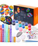 J MARK Premium Rock Painting Kit - 42 Piece Bundle with Acrylic Paint Markers, Glow in The Dark, Metallic Paints, Stickers, Gems, Googly Eyes, Glitter Glues Palette - Buy Online on GoSupps.com