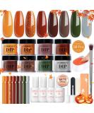 AZUREBEAUTY Dip Nails Powder Starter Kit - 8 Colors Set with Top Coat & Activator | DIY Nail Art for Fall - Maple Grey Sage Green + Amber Glitter - Buy Online on GoSupps.com