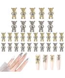 Bear Nail Charms 30PCS Shiny Alloy Bear Nail Art Decoration with Heart Rhinestones 3D Gold Silver Alloy Nail Charms for Manicure Design DIY Ornaments Crafts Accessories - Buy Online on GoSupps.com
