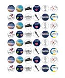 48 Eurovision 2024 Malm Sweden Themed Edible Wafer Paper Cake Toppers Decorations - 2.5cm circles - Buy Online on GoSupps.com